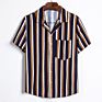 Men Striped Shirt Casual Lapel Neck Short Sleeve Button Shirt Chic Loose Blouse