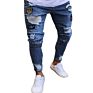 Men's Distressed Denim Pants Jeans Slim Fit Ripped Holes Pantalon Jeans Homme Pas Cher Broken Skinny Jeans for Men