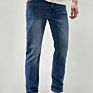 Mens Jeans Denim Pants Slim Straight Dark Blue Regular Fit Leisure Long Trousers Comfortable Tapered Pants Jean Men