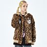 Mens Motorbike Style Embroidery Leopard Print Flannel Varsity Bape Couple Sherpa Bomber Jacket