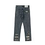 Mens Pantalones Jeans Straight Leg Dark Blue Ripped Denim Jeans for Men