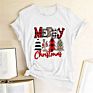 Merry Christmas Colorful Trees Printed T-Shirts Women Shirts for Women Casual Aesthetic Clothes Crew Neck Ladies Top Female