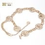 Metal Buckle Belt for Dresses Women Ladies Elastic Waist Chain Belts Female Gold Thin Belts Waistband Rt103