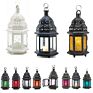 Metal Lantern Black Colored Glass Moroccan Lantern Three Sizes Candle Holder