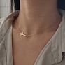 Micci Stainless Steel Jewelry 18K Gold Plated Inverted Sideways Simple Cross Pendant Necklace for Women