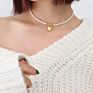 Micci Women's Jewelry 18K Gold Plated Stainless Steel Locket Lock Padlock Pendant Freshwater Pearl Choker Necklace