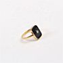 Mineral Jewelry 18K Gold Rectangle Gemstone Ring Statement Stone Aqua Chalcedony Ring Large Aquamarine Gold Ring