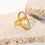 Minimalism 18K Gold Plated Stainless Steel Jewerly Rings Geometric Hollow Oval Hammer Opened Adjustable Rings