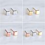 Minimalist Ear Silver Gold Color 4Mm Square round Triangle Cross Heart Shape Stainless Steel Stud Earrings