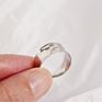Minimalist Open Ring Adjustable S 925 Sterling Silver Handmade Wide Hammered Open Adjustable Ring