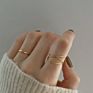 Minimalist Titanium Steel Geometric Three Layers Band Rings 18K Real Gold Plated Triple Wire Finger Rings