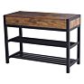 Modern 3-Layer Black Metal Legs Shoes Rack with Storage