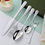 Modern Silver Stainless Steel Cutlery Set 5 Pieces Dining Set Dinner Spoon Fork Knife Tea Spoon and Fork