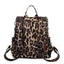 Monogrammed Wide Strap Backpack Leopard Pu Leather Backpack for Women