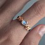 Moon Phase Ring Moon Cycle Ring Ladies Imitate Moonstone Crystal Ring Retro Rose Gold Color Celestial Jewelry