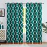 Morocco Room Darkening Window Drapes Printed Blackout Curtain Set with Grommets for Living Room and Bedroom