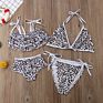 Mother Daughter Matching Bikini Set Leopard Print Ruffle Swimwear Bandage Swimsuit Family Bathing Suits