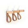 Multi-Function Wall Mounted Wood Coat Rack Hooks with Leather Strap