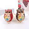 Muyang Products Popular Cute Owl Keychain Pendant Rhinestone Alloy Car Keychain Opal Jewelry Key Ring for Women's Handbags