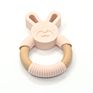 Mzl Cartoon Image Organic Silicone Bunny Teethers with Wood Ring
