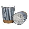 Natural Hamper Rush Grass Storage Basket and Polyester Basket Waterproof Dirty Laundry Bucket Clothes Storage Bask with Handle