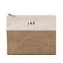 Natural Jute Canvas Flat Zipper Pouch Reusable Hemp Burlap Cosmetic Gift Bag with Logo