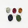 Natural Raw Oval Druzy Stone Open Ring Jewellery Adjustable Gold Plated Gemstone Finger Rings Designs Jewelry for Gift