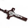 Natural Wood Beads Hand-Woven Wooden Beads Jerusalem Catholic Religious Strand Jewelry Cross Jesus Rosary Necklace