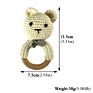 Natural Wooden Baby Ring Toys Crochet Infant Teething Handmade Animal Bear Rattle