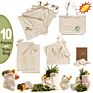 Net Produce Grocery Shopping Drawstring Reusable Organic Cotton Mesh Bag