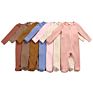 Newborn Baby Autumn Clothes Ribbed Footie Rompers Infant Rib Footie with Mitten & Zipper