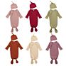Newborn Baby Clothes Knitted Ribbed Cotton Baby Gown with Beanie Unisex Knotted Baby Gown Set