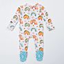 Newborn Boy Girl Print Rainbow Zipper up Bamboo Cotton Footie Baby Romper
