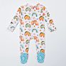 Newborn Boy Girl Print Rainbow Zipper up Bamboo Cotton Footie Baby Romper