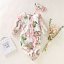 Newborn Infant Toddler Clothing Girls Long Sleeve Floral Ruffle Footie Sleeper Romper Baby Footed Pajamas