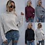 Newest Design High Collar Hollow Out Long Sleeve Women Fall Casual Sweater Women Clothing