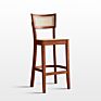 Nordic Design High Back Rattan Seat Antique Solid Wood Bar Chair