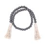 Nordic Style Black and Gray Creative Cotton Rope Tassel Wood Garland with Nartural Wooden Beads