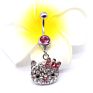 Nuoro Cute Cat Crystal Dangling Belly Button Ring with Women Kitty Cartoon Umbilical Stainless Steel Navel Piercing