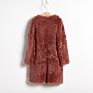 O-Neck Double Face Brown Lamb Shearling Coat for Women