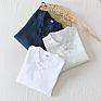 O-Neck Short Sleeve Boys Button up down Mens Dress Plain Free Size Solid Men's Shirts in All White Linen Shirt