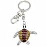 Ocean Tourist Attraction Souvenir Birthday Purse Charm Rhinestone Zinc Alloy Pendant Sea Turtle Key Chain for Gift