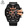 Ochstin 062 Men Casual Quartz Big Face Watch Black Leather Strap Auto Date Male Watches