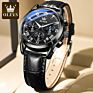 Olevs 2871 Luxury Glass Quartz Analog Leather Men Watch Casual Leather Strap Men Wristwatch