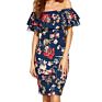 One Line Shoulder Bag Hip Print Flower Dress Dress off the Shoulder Skirt Women's Floral Off-Shoulder Dress