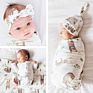 Swaddle Blanket With Knotted Headband Hat 3 Pieces Newborn Infant