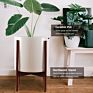 Outdoor Porcelain Planter Mid Century Large Luxury Marble Ceramic Flower Pots with Iron Stand and Drainage Hole