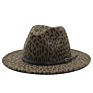 Outer Leopard Print Inner Red Wool Felt Fedora Hat for Women Wide Brim Vintage Jazz Panama Fedora Caps