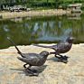 Pair of Japanese Metal Bird Statue for Decorative and Ornaments Cast Iron Material
