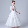Party Wear White Formal Embroidered Sequin Fluffy Prom Wedding Flower Girls' Dresses First Communion